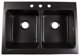 Parker Black Fireclay 34"³ Double Bowl Quick-Fit Farmhouse Drop-in Kitchen Sink