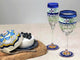 Blue Floral Champagne Glasses, Set of 2