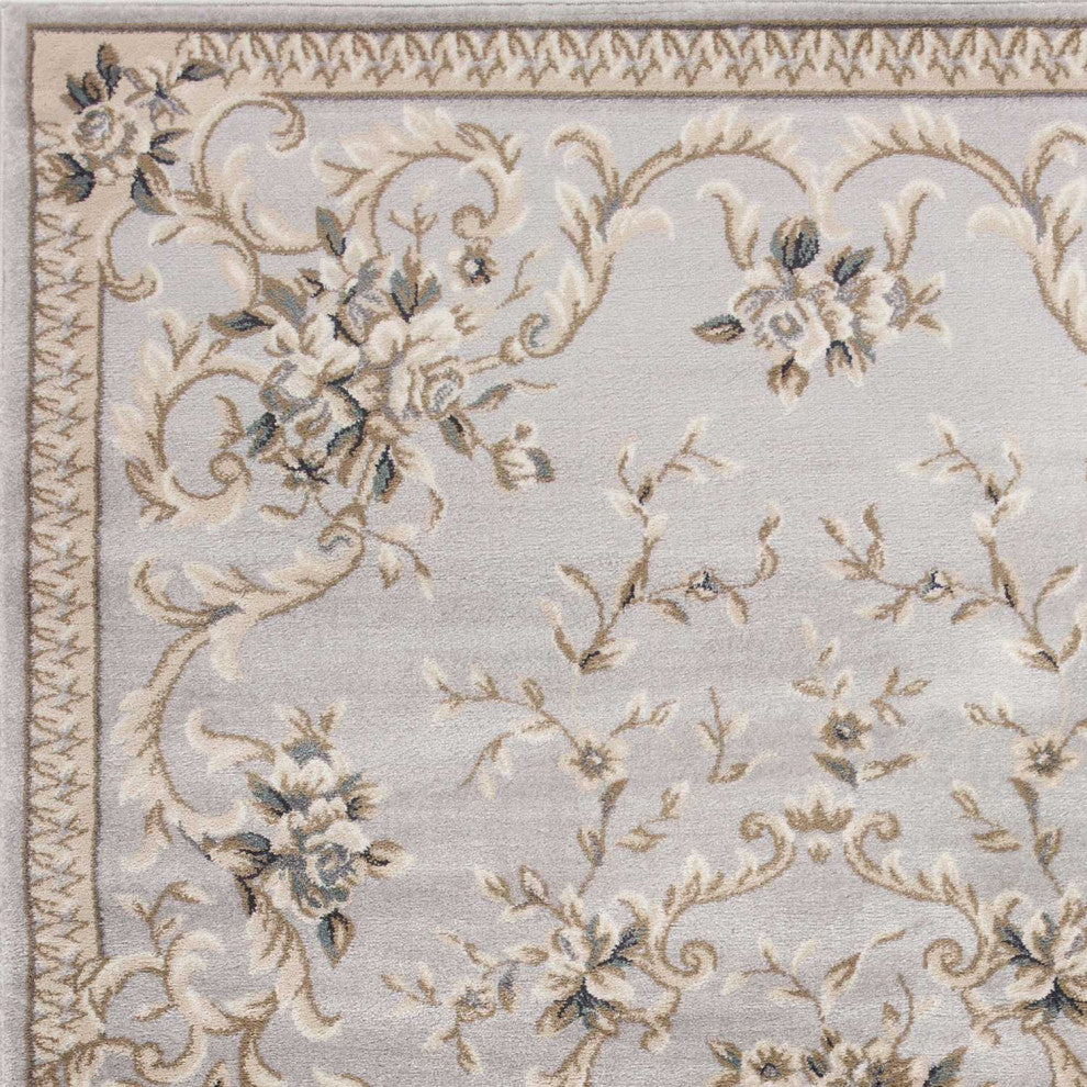 3' X 5' Light Gray Floral Area Rug