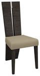 Set of Two Gray And Dark Brown Upholstered Dining Side Chairs