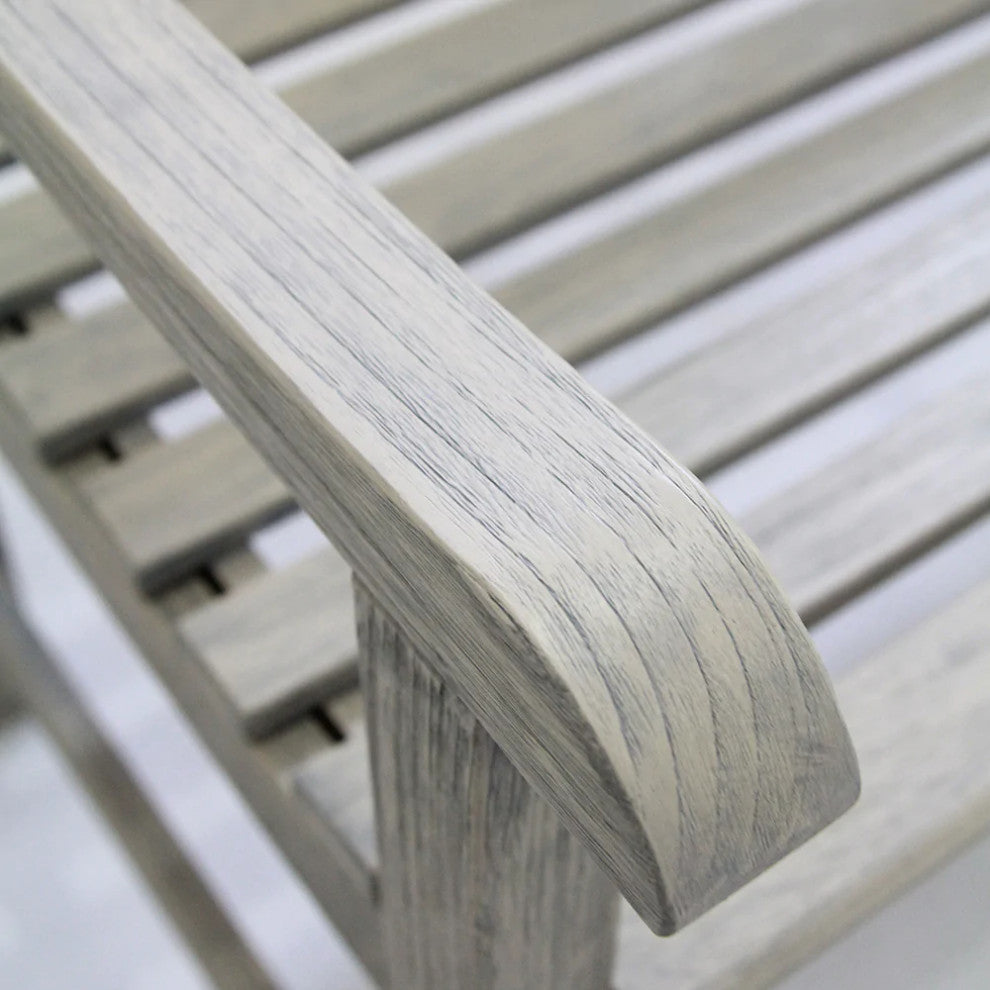 Rocca Weathered Teak Wood Outdoor Bench