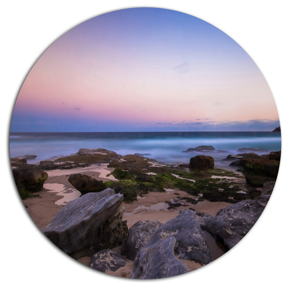 Maroubra Beach At Sunset Panorama, Seashore Disc Metal Artwork, 11"