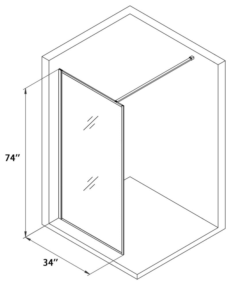 34 in. W x 74 in. H Framed Fixed Glass Panel Shower Door