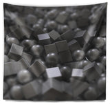 Balls and Cubes 3D Design Abstract Wall Tapestry, 60"x50"