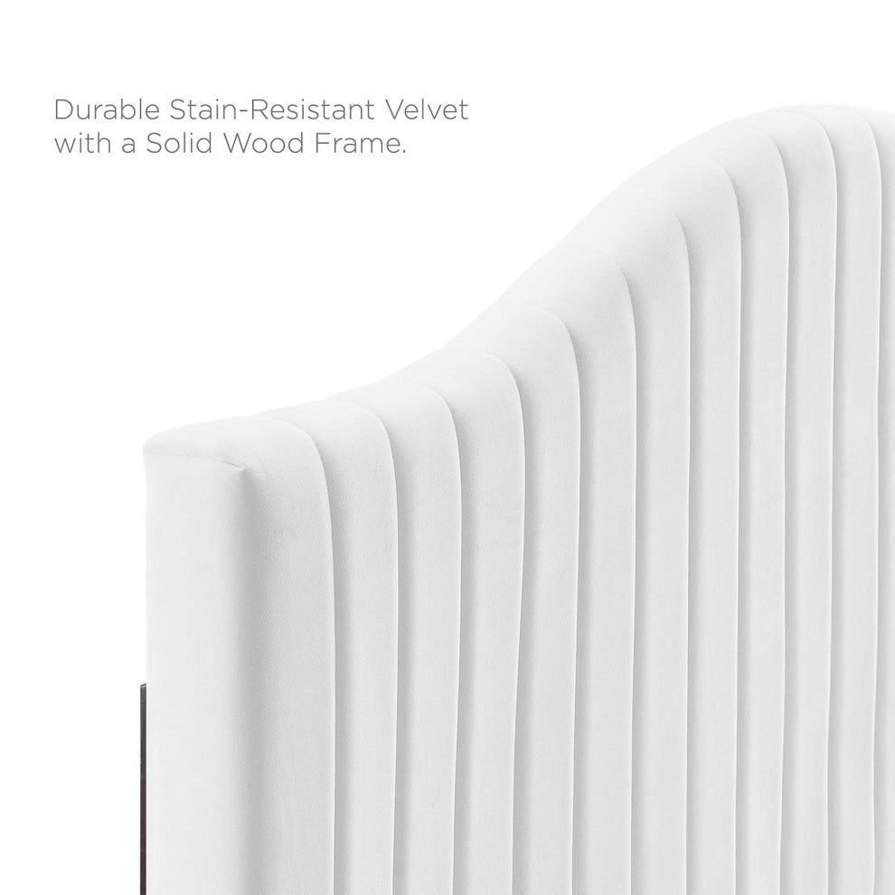 Tufted Platform Bed Frame, Full Size, Velvet, White, Modern Contemporary