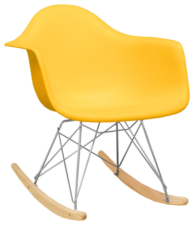 Paris Tower Modern Rocker Lounge Arm Chair, Yellow