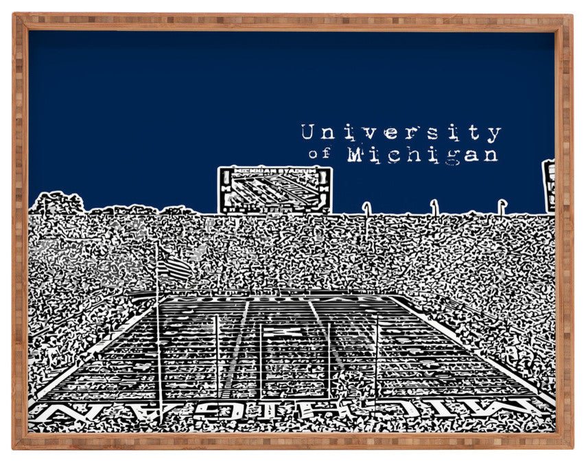 Deny Designs Bird Ave University of Michigan Navy Rectangular Tray