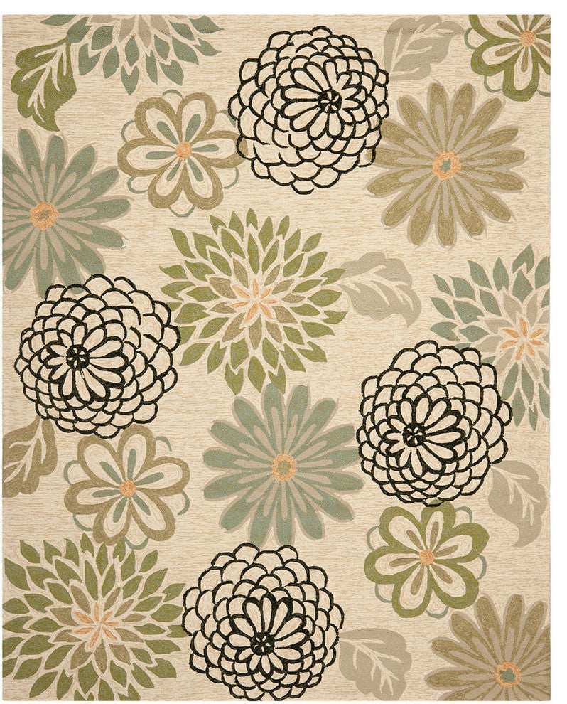 Safavieh Four Seasons Frs224A Floral Outdoor Rug, Beige/Green, 5'0"x7'0"
