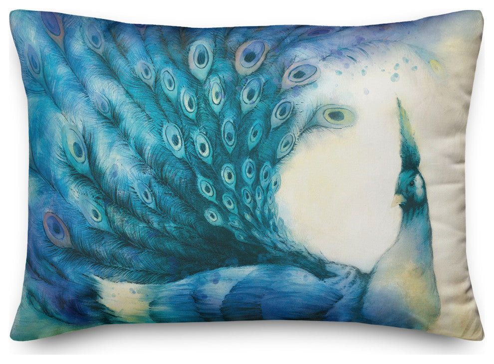 Watercolor Peacock 4 14x20 Spun Poly Pillow