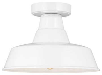 Barn Light One Light Outdoor Flush Mount, White