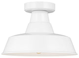 Barn Light One Light Outdoor Flush Mount, White