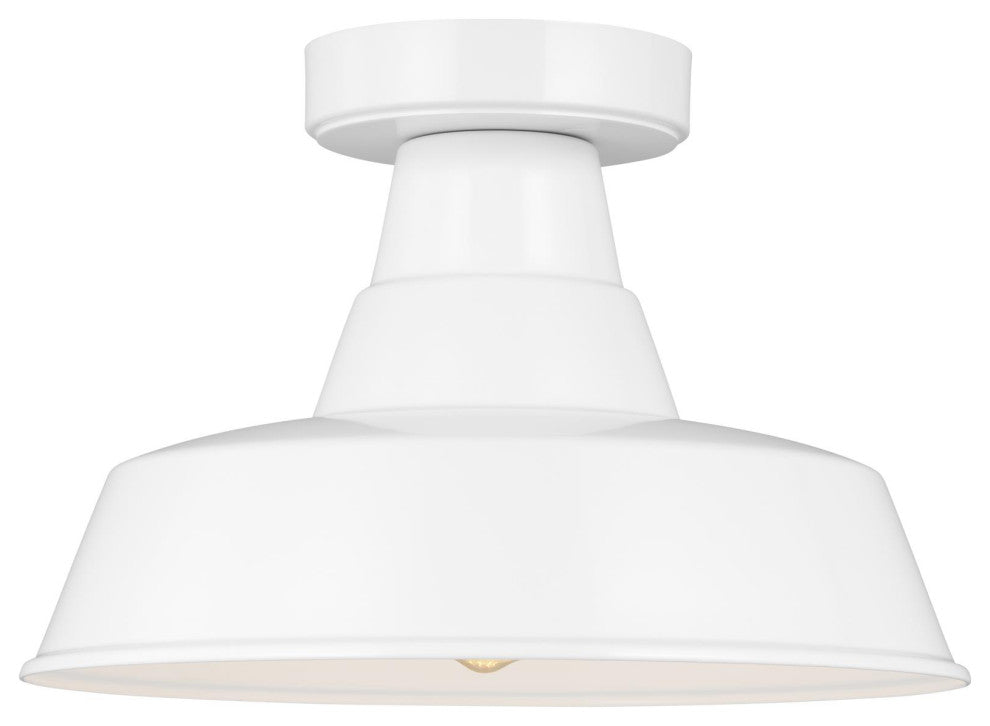 Barn Light One Light Outdoor Flush Mount, White