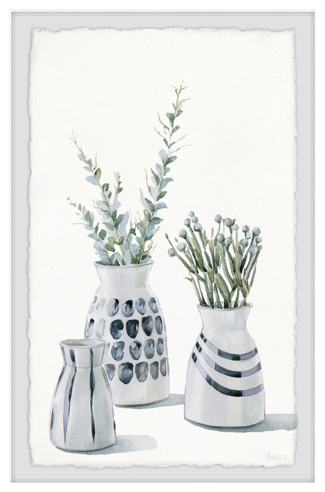"Ceramic Patterned Vases" Framed Painting Print, 8"x12"