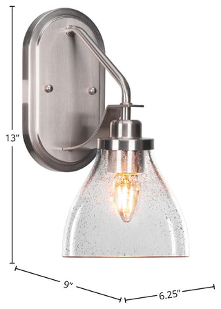 Odyssey 1 Light Wall Sconce In Brushed Nickel Finish With 6.25" Clear Bubble
