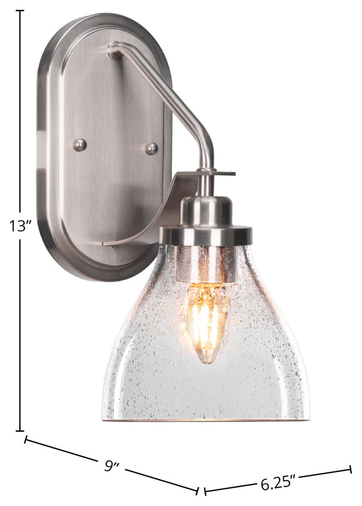 Odyssey 1 Light Wall Sconce In Brushed Nickel Finish With 6.25" Clear Bubble