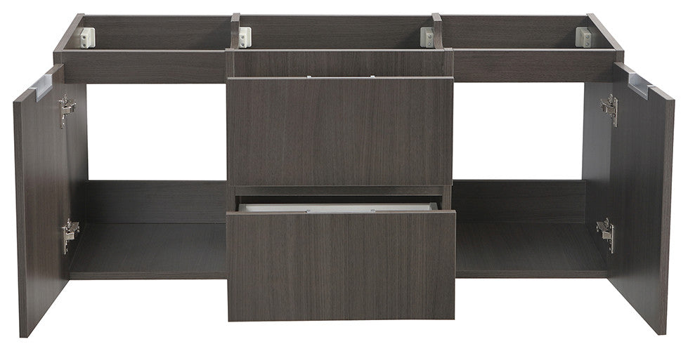 Valencia Wall Hung Single Sink Bathroom Cabinet Base, Gray Oak, 48"