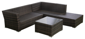 Costway 4PCS Wicker Cushioned Patio Rattan Furniture Set Sofa 5 Seat Garden