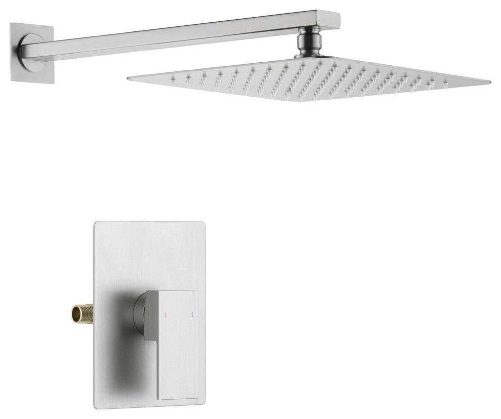 Cube Single Function Shower System, Rough, Valve, Brushed Nickel