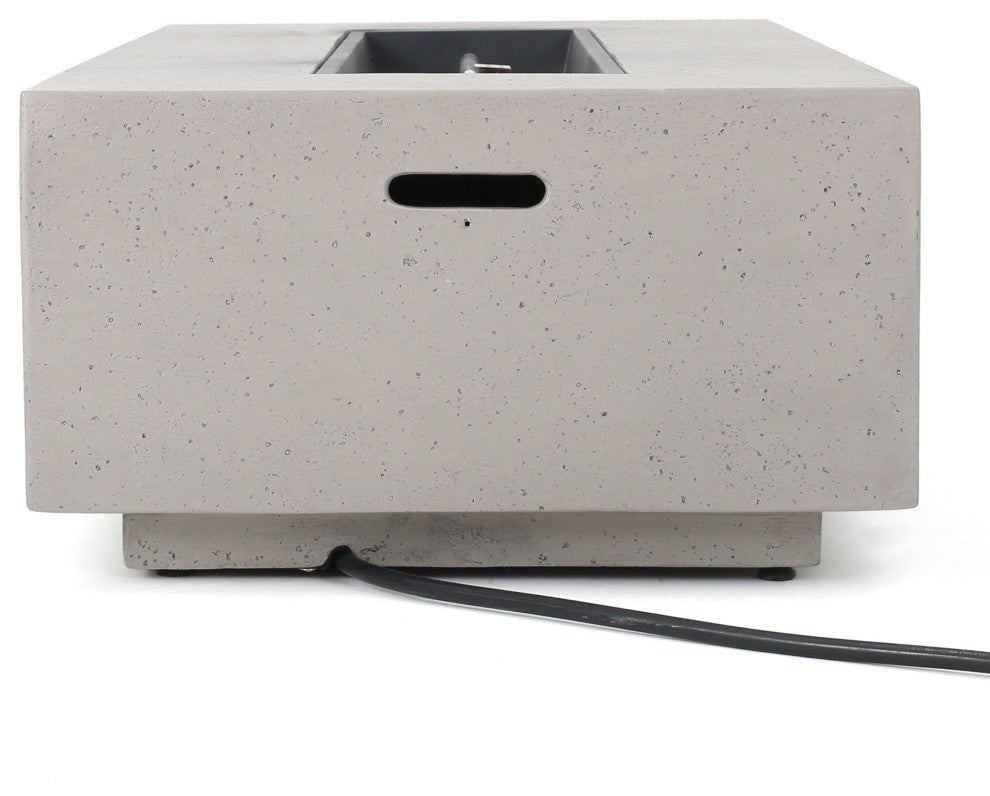 Hearth Outdoor 50,000 BTU Rectangular Fire Pit, No Tank Holder, Light Gray, Lig