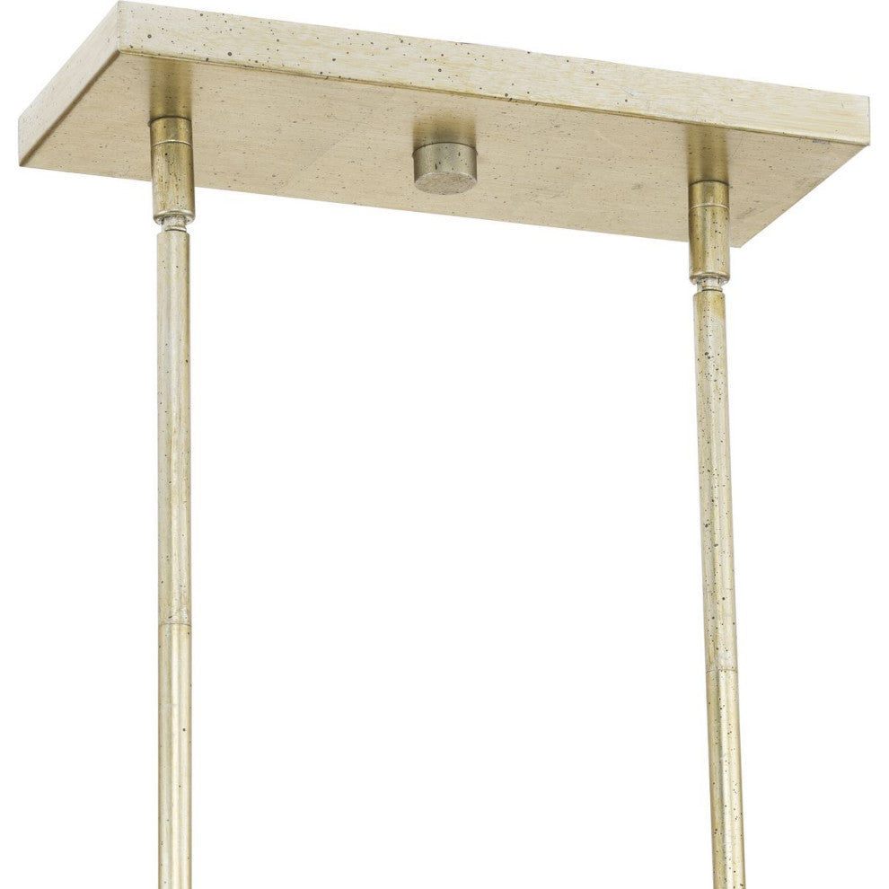 Laurel Collection 7-Light Island Linear Chandelier Light, Gilded Silver