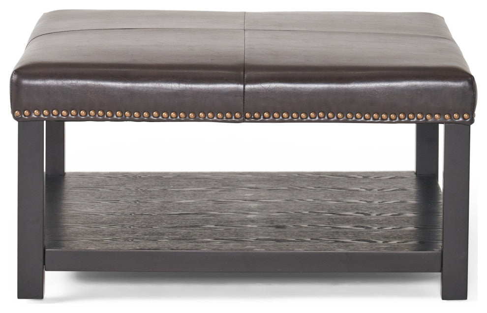 GDF Studio Kelapith Contemporary Upholstered Birch Wood Ottoman with Shelf