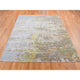 Rice White Wool and Silk Erased Roman Mosaic Design Hand Knotted Rug 8'1"x10'1"