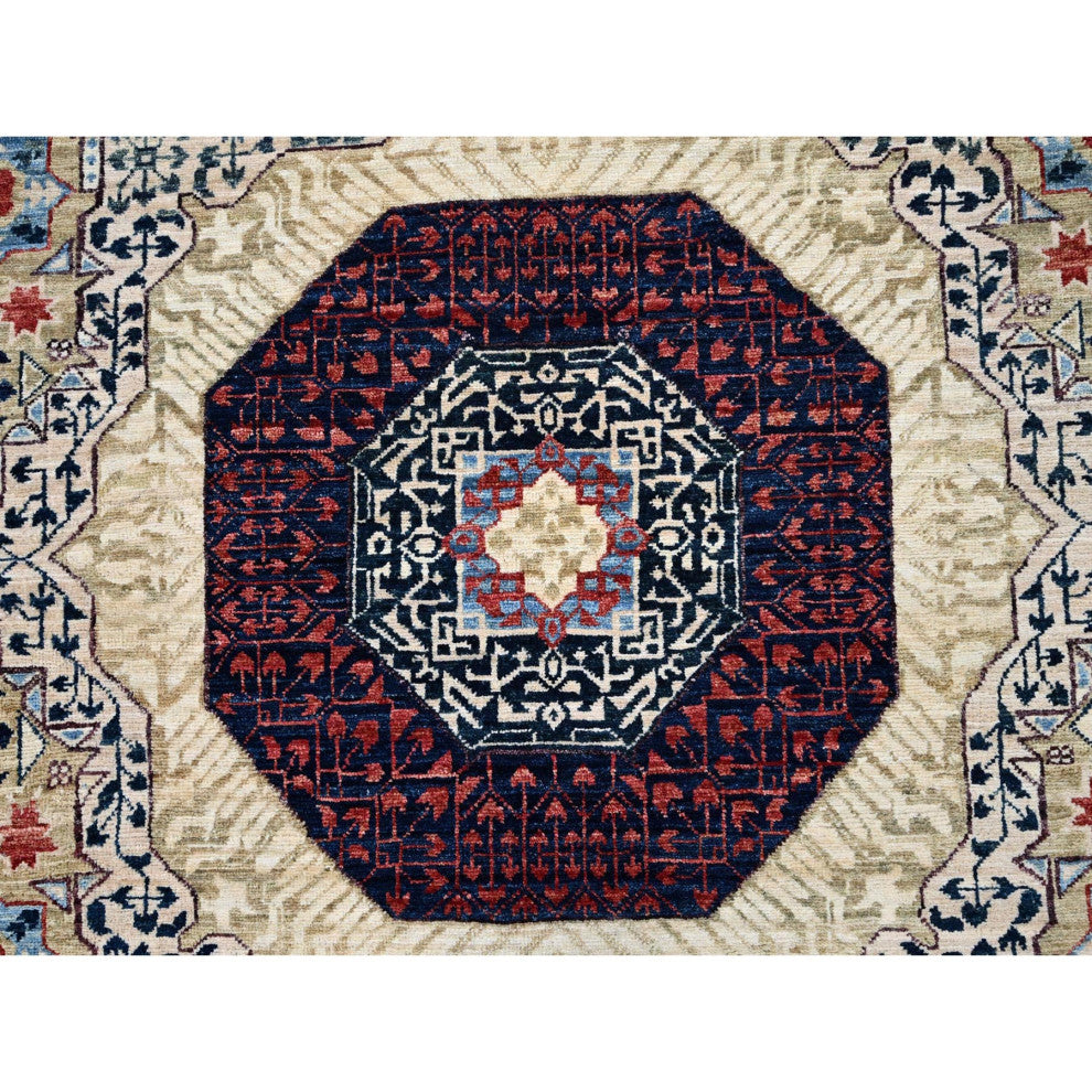 Flax Yellow, Extra Soft Wool, Hand Knotted, Mamluk Design Rug, 5'10"x8'10"