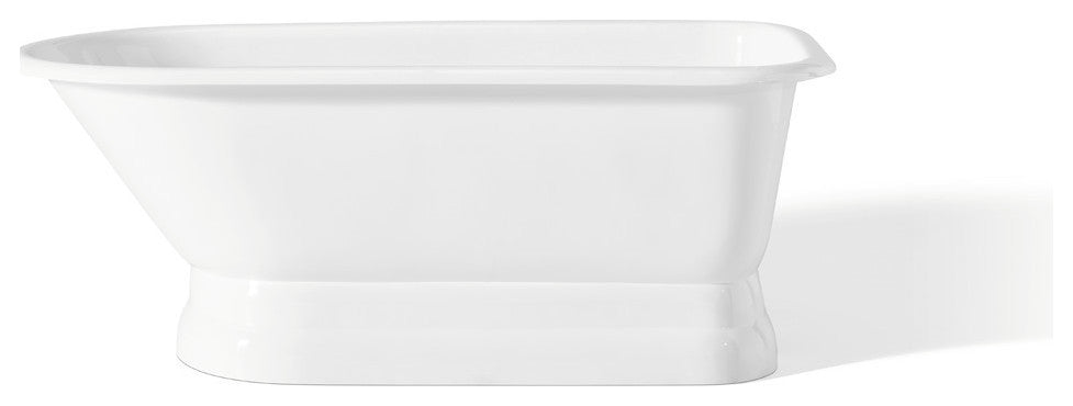Cheviot Products Cast Iron Pedestal Tub and Faucet Holes in Wall of Tub