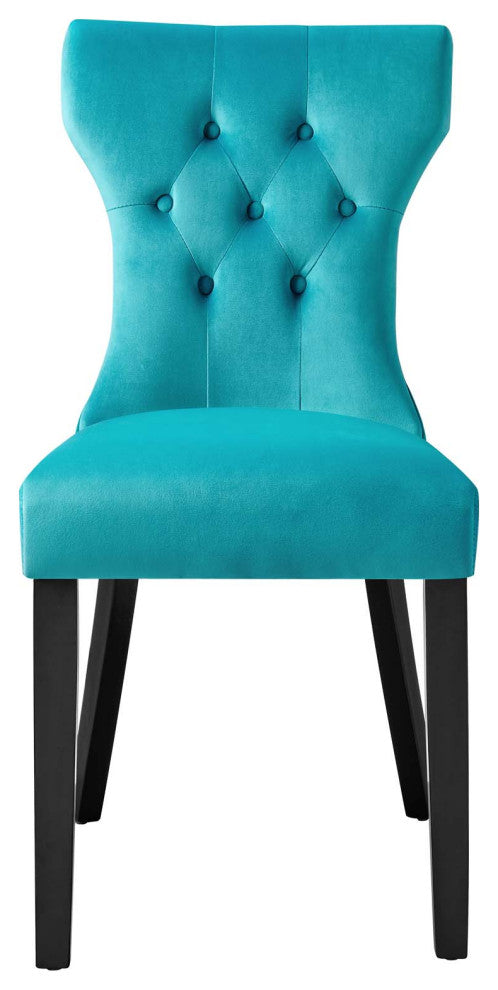 Side Dining Chair, Set of 2, Blue, Velvet, Modern, Cafe Bistro Hospitality