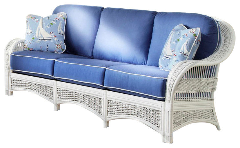 Regatta Sofa in White, Astrid-Geranium Fabric
