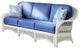 Regatta Sofa in White, Astrid-Geranium Fabric