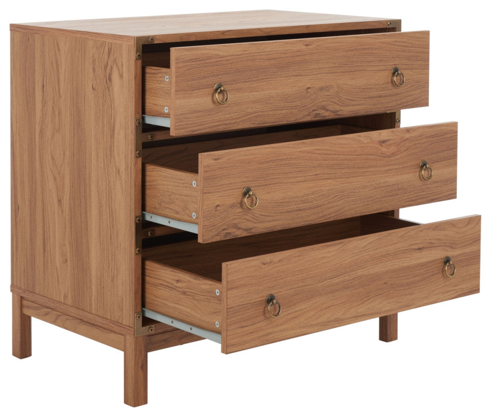 Safavieh Galio 3 Drawer Chest, Oak/Gold