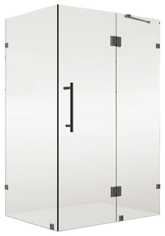 Avalux GS Frameless Shower Enclosure and Shelves, Oil Rubbed Bronze, 34"x30"x72"