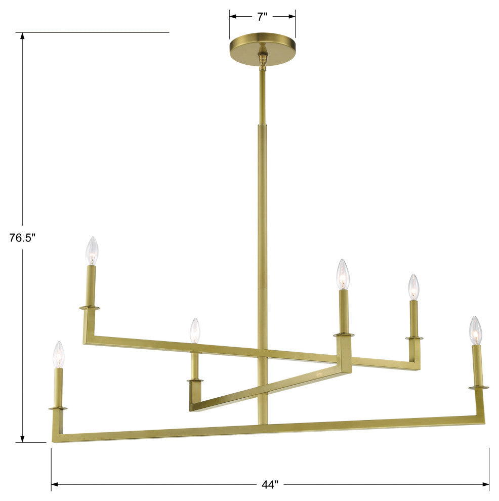 Crystorama DNT-6046-AG Dante 6-Light Aged Brass Chandelier