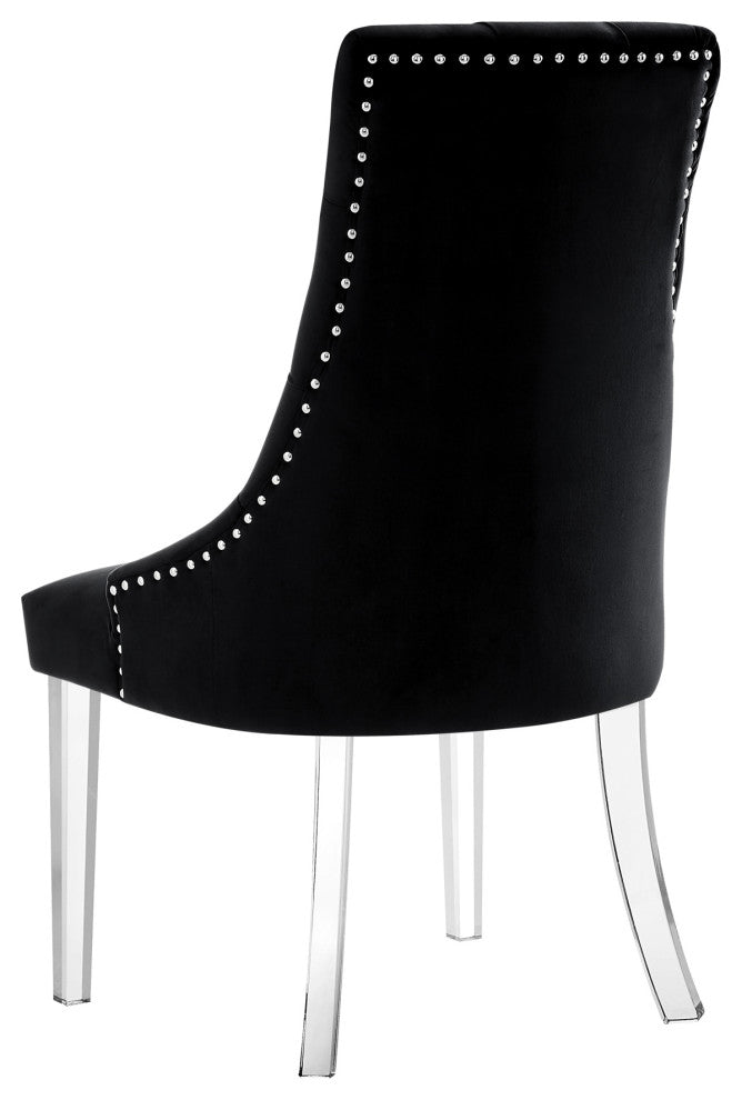 Naomi Acrylic Leg Dining Chair, Set of 2, Black, Velvet