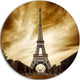 Eiffel Tower In Grey Shade, Landscape Photo Disc Metal Wall Art, 36"