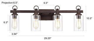 CHLOE Exton Transitional 4 Light Oil Rubbed Bronze Bath Vanity Fixture 29" W