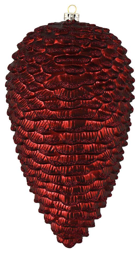 Vickerman N187265D 7" Burgundy Matte Glitter Pinecone Christmas Ornament