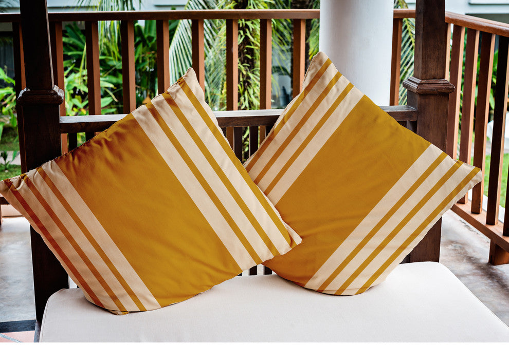 20" x 20" Stripe Indoor/Outdoor Polyester Throw Pillow, Autumn Gold
