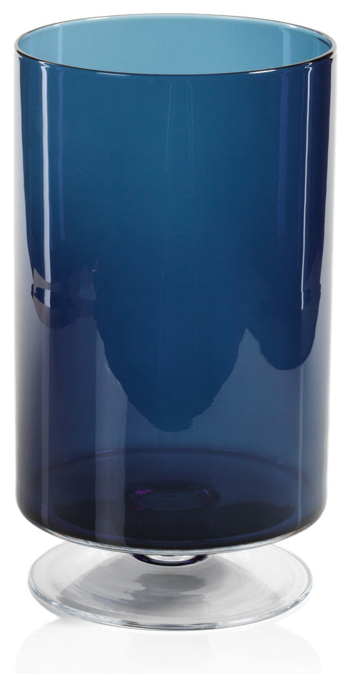 Algarve" 13.5" Tall Hurricane on Footed Base, Midnight Blue