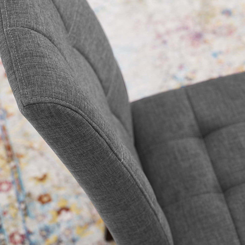 Tufted Side Dining Chair, Set of 2, Fabric, Wood, Gray, Modern, Cafe Bistro