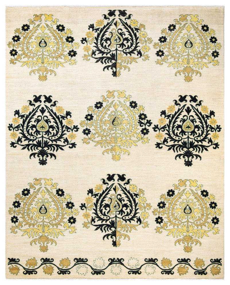 Eclectic, One-of-a-Kind Hand-Knotted Area Rug Ivory, 8' 5" x 10' 4"