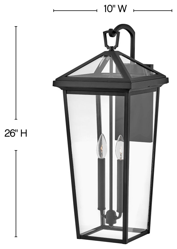 Hinkley Alford Place 26" Large Outdoor LED Tall Wall Mount Lantern, Museum Black