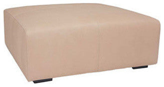 Cayo Leather Ottoman, Finish: Ebony, Leather: Cream