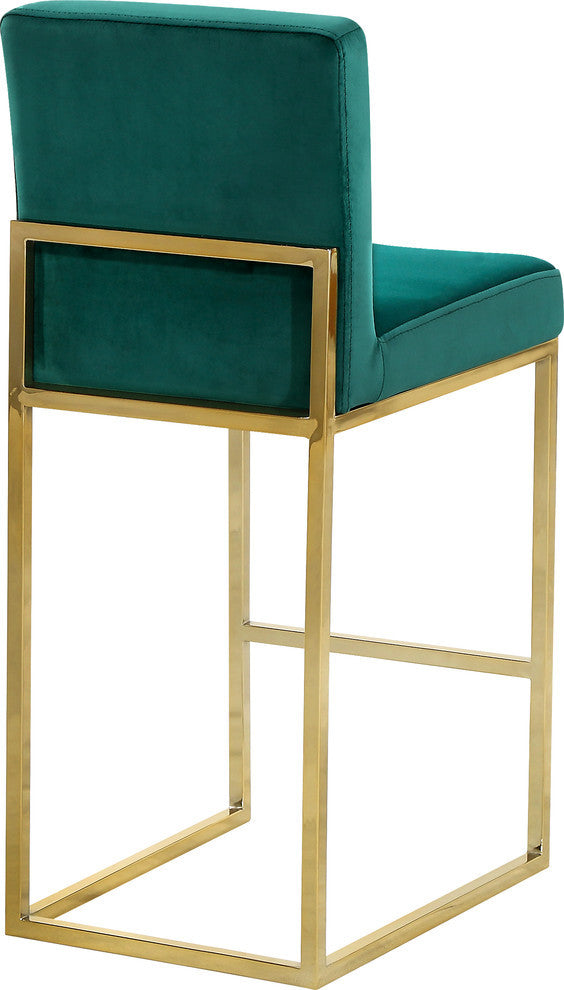 Giselle Velvet Counter Stool, Green, Gold Base