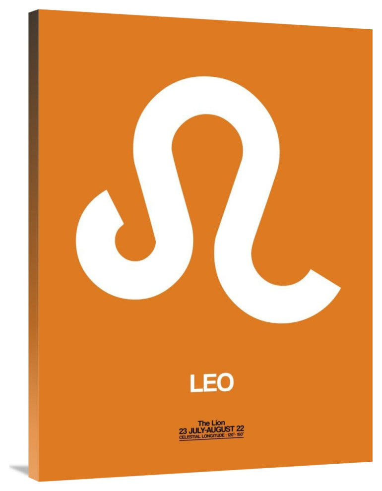 "Leo Zodiac Sign White on Orange" Fine Art Print