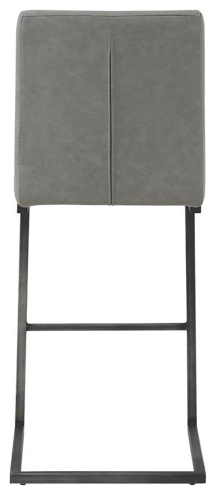 Pemberly Row 26" PU Leather Counter Stool in Gray (Set of 2)