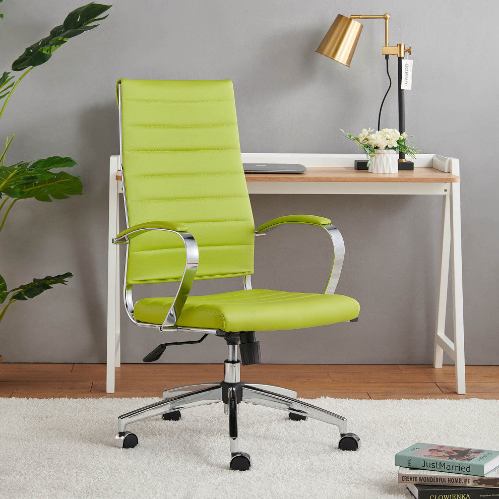 LUXMOD High Back Adjustable Swivel Computer Chair, Green