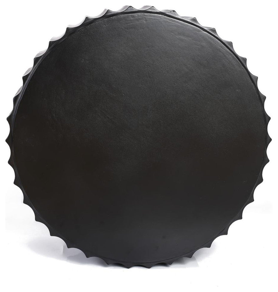 LuxenHome Black Cement Round Coffee Table