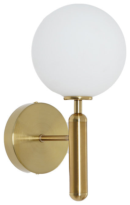 Decorica White and Gold LED Glass Globe Indoor Wall Sconce
